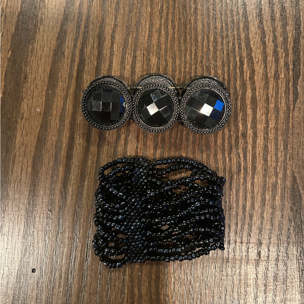 Black Beaded Bracelet Set